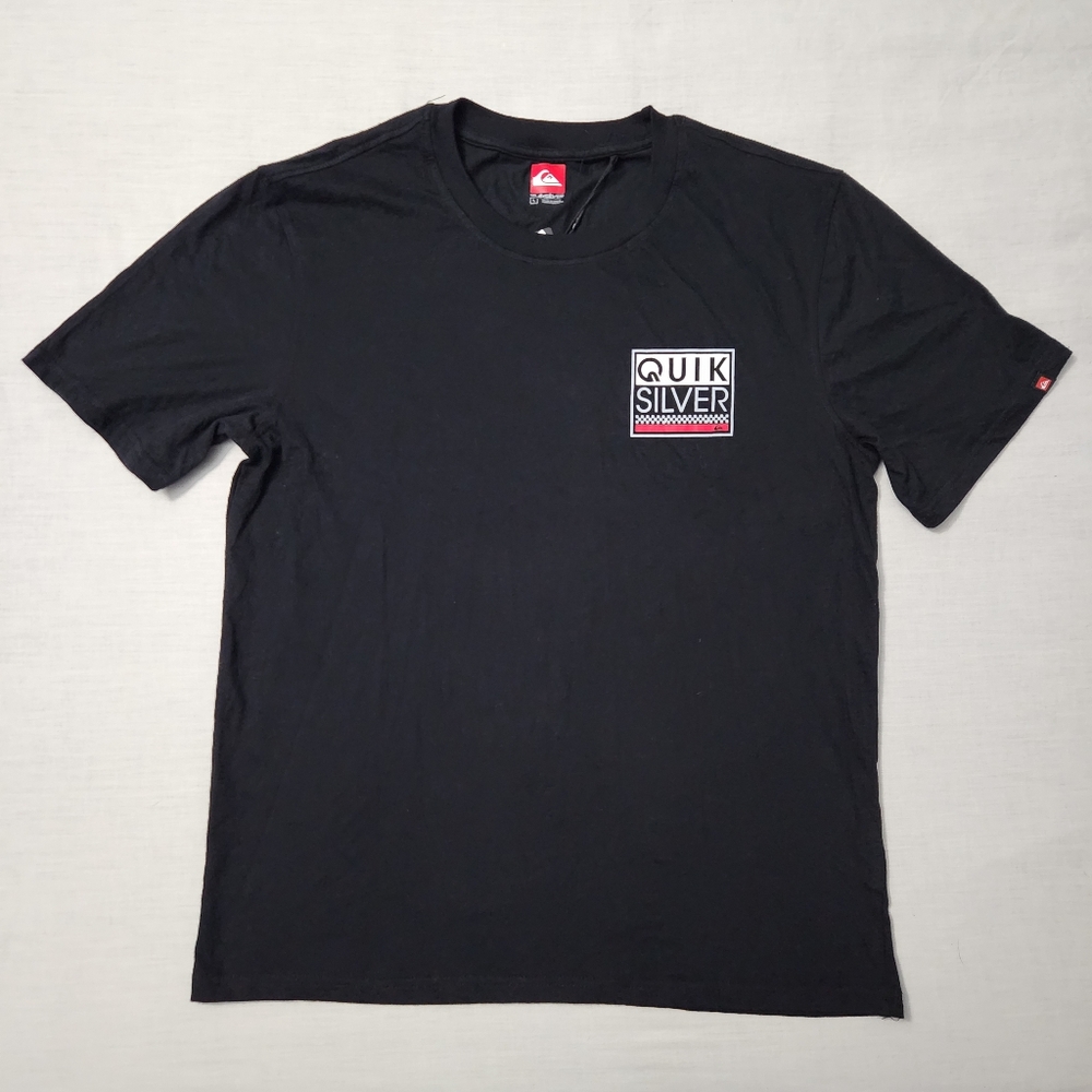 Quiksilver Race Flag logo black & red cotton Tshirt NWT